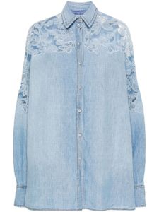 Ermanno Scervino chemise à empiècements en dentelle - Bleu