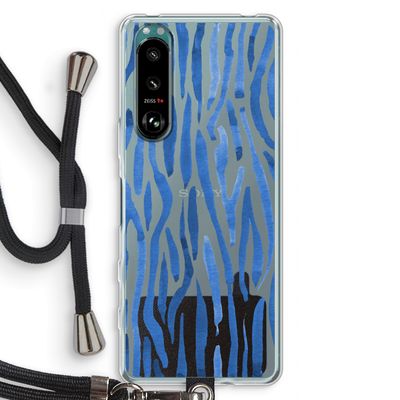 Blauwe nerven: Sony Xperia 5 III Transparant Hoesje met koord