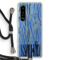 Blauwe nerven: Sony Xperia 5 III Transparant Hoesje met koord