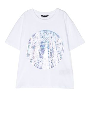Balmain Kids t-shirt à logo imprimé - Blanc