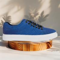 Gleaming Blue Sneakers Lureaux - Handgemaakte Nette Schoenen Voor Heren