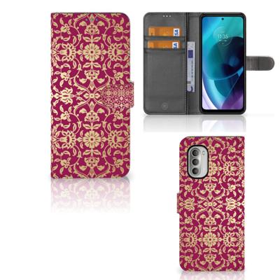 Wallet Case Motorola Moto G51 5G Barok Pink | Portemonnee hoesje