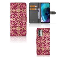 Wallet Case Motorola Moto G51 5G Barok Pink | Portemonnee hoesje