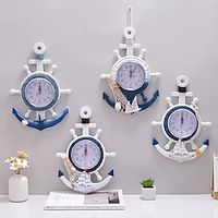 mediterrane stijl blauw en wit roer roer stuurman anker gepersonaliseerde wandklok klok elektronisch horloge decoratie navigatie klok kantoor thuis oceaan thema muur hangen Lightinthebox