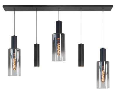 Highlight HanglampPerugia zwart - 3x E27 - 2x GU10 - H5700.18