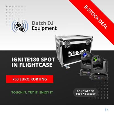 Beamz B-stock BeamZ Set van 2 IGNITE180 spot LED Movingheads in Flightcase