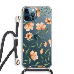 Peachy flowers: iPhone 12 Pro Transparant Hoesje met koord
