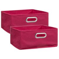 Set van 2x stuks opbergmand/kastmand 14 liter framboos roze linnen 31 x 31 x 15 cm - thumbnail