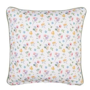 Clayre & Eef Kussenhoes 40x40 cm Wit Groen Katoen Vierkant Bloemen