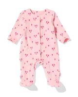 HEMA Newborn boxpakje rib velours bloemen roze (roze)