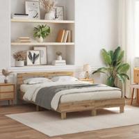 Bedframe artisanaal eikenkleurig 150 x 200 cm Bewerkt hout