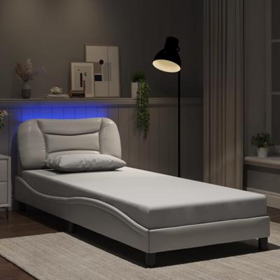 Bedframe met LED-verlichting kunstleer wit 90x190 cm