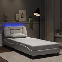 Bedframe met LED-verlichting kunstleer wit 90x190 cm