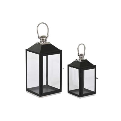Lykta Home ESPRIT Zwart Zilverkleurig Kristal Staal 18 x 18 x 41 cm (2 Onderdelen)