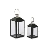 Lykta Home ESPRIT Zwart Zilverkleurig Kristal Staal 18 x 18 x 41 cm (2 Onderdelen)