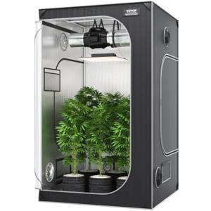 VEVOR Growbox 122x122x203cm kas Gemaakt van 22 mm stalen frame en 2000D Oxford-stof kweektent 60kg laadvermogen kweekkast Geschikt voor 200-300W kweeklicht Indoor kweektent