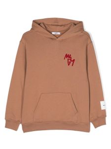 MSGM Kids hoodie en coton à logo brodé - Marron