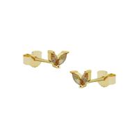 Karma Oorbellen Zirconia Double Champagn Leaves | Goud Karma Oorbellen Zirconia Double Champagn Leaves | Goud