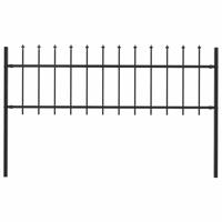 VidaXL Tuinhek met speren bovenkant 1,8 m staal zwart