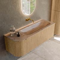 Badmeubel Mondiaz Kurve-Dlux | 135 cm | Meubelkleur Oak | Wastafelkleur Arena | Solid surface | Wasbak rechter zijde spoelbak | Zonder kraangat(en) Badmeubel Mondiaz Kurve-Dlux | 135 cm | Meubelkleur Oak | Wastafelkleur Arena | Solid surface | Wasbak rechter zijde spoelbak | Zonder kraangat(en)
