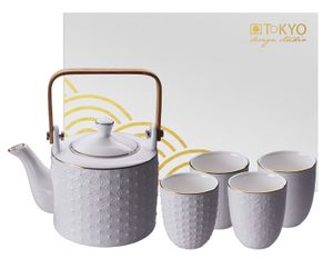 Theeset met Kopjes Wit/Goud - Tokyo Design Studio Nippon White - 5-Delig 800ml