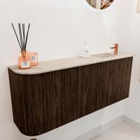 Toiletmeubel Mondiaz Joya Dlux | 101.6 cm | Meubelkleur Walnut | Faye wastafel Frappe Wasbak Rechts | 1 kraangat