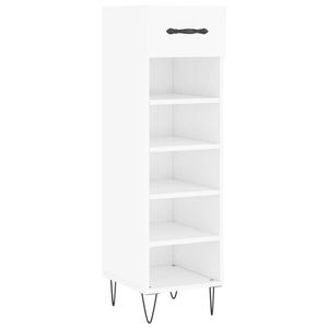 The Living Store Schoenenkast - Houten kast - 30x35x105 cm - Hoogglans wit