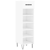 The Living Store Schoenenkast - Houten kast - 30x35x105 cm - Hoogglans wit