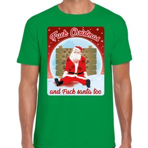 Fout kerst t-shirt fuck christmas groen voor heren