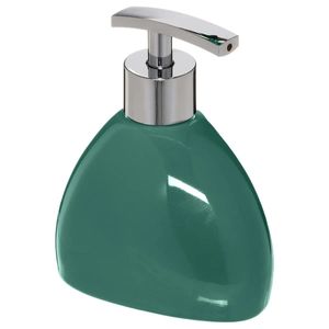 Zeeppompje/zeepdispenser van keramiek - smaragd groen - 300 ml