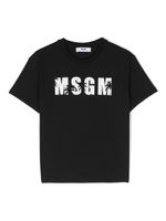 MSGM Kids t-shirt en coton à logo imprimé - Noir