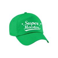 Super meester cadeau petje - baseballcap - groen - heren - voor meesters - leraren - leerkrachten