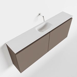 MONDIAZ TURE 120cm toiletmeubel smoke. EDEN wastafel talc midden geen kraangat