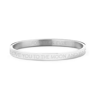Key Moments in Color 8KM BC0060 Stalen Bangle met tekst Love you to the moon and back Grootte 58 x 50 mm Zilverkleurig