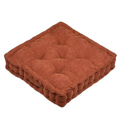 Stof Textile Vloerkussen Ribcord - terracotta - polyester - 45 x 45 x 10 cm - vierkant - Extra dik