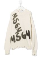 MSGM Kids pull à logo imprimé - Tons neutres - thumbnail