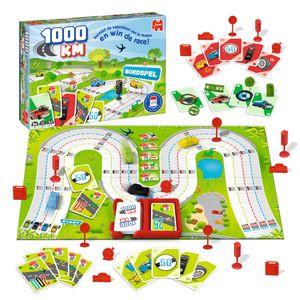 Jumbo 1000KM bordspel - Familiespel - Nederlandse editie - voor 2 tot 4 spelers vanaf 5 jaar - Gezelschapsspel voor kinderen