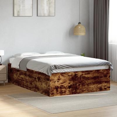 Bedframe bewerkt hout gerookt eikenkleurig 140x200 cm