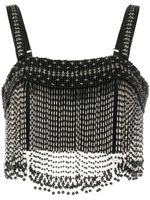 Elisabetta Franchi haut crop à détails de perles - Noir