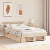 Bedframe met hoofdeinde Bruin 120 x 200 cm Massief grenenhout
