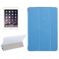 Zijde textuur horizontale Flip lederen draagtas met drie-opvouwbare houder voor iPad mini 2019 (blauw)
