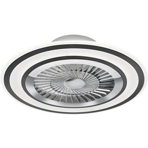 LED Plafondlamp met Ventilator - Plafondventilator - Trion Figon - 36W - Afstandsbediening - Aanpasbare Kleur - Dimbaar - Rond - Mat Zwart - Kunststof