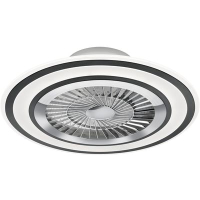 LED Plafondlamp met Ventilator - Plafondventilator - Trion Figon - 36W - Afstandsbediening - Aanpasbare Kleur - Dimbaar - Rond - Mat Zwart - Kunststof