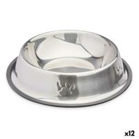 Voerbak voor honden Mascow Grijs Zilverkleurig Rubber Metaal 26 x 7 x 26 cm 26 x 5,5 x 26 cm (12 Stuks)