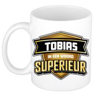 Naam mok Tobias - wit - Superieur - keramiek - 300 ml - cadeau collega beker - thumbnail