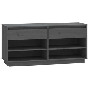 vidaXL Schoenenkast 110x34x52 cm massief grenenhout grijs