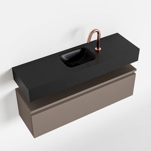 Toiletmeubel Mondiaz Andor | 100 cm | Meubelkleur Smoke | Lex vrijhangend wastafel Urban Midden | 1 kraangat