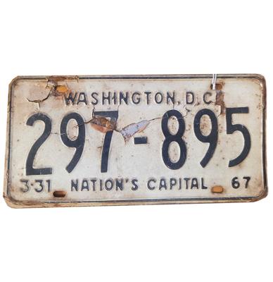 Kentekenplaat - Washington D.C. 1967 - Origineel