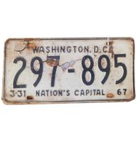 Kentekenplaat - Washington D.C. 1967 - Origineel