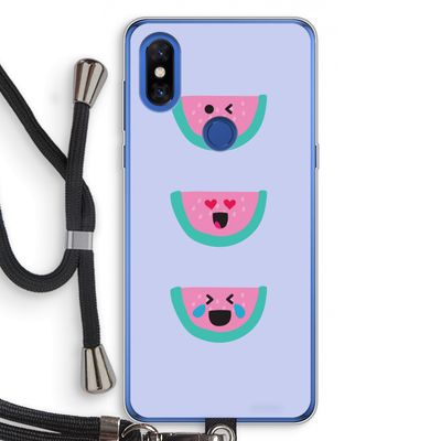 Smiley watermeloen: Xiaomi Mi Mix 3 Transparant Hoesje met koord